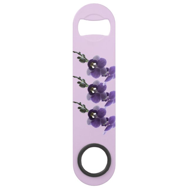 Purple orchid flower,Stainless Steel Bottle Opener (Front)
