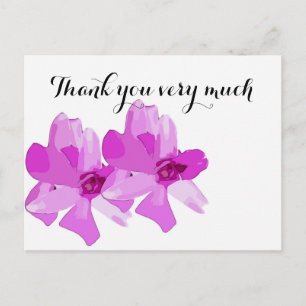 Purple orchid flower thank you postcard