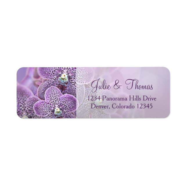 Purple Orchid Flower Wedding Return Address (Front)