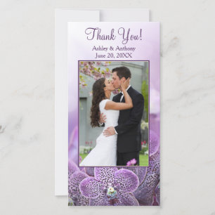 Purple Orchid Flower Wedding Thank You Photocard Card