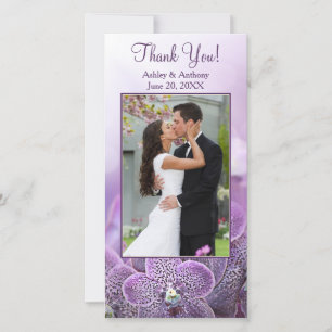 Purple Orchid Flower Wedding Thank You Photocard Card