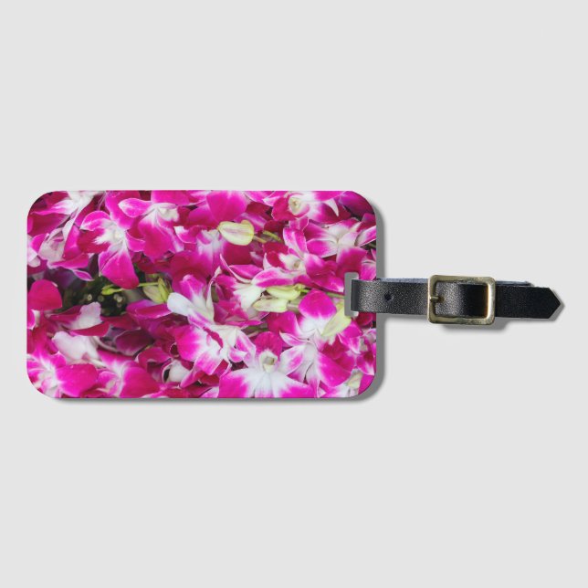 Purple orchid flowers background luggage tag (Front Horizontal)