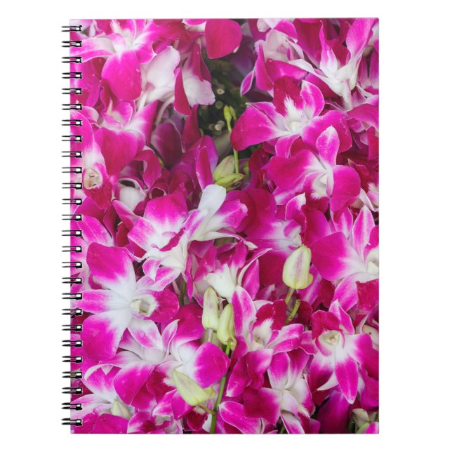 Purple orchid flowers background notebook (Front)