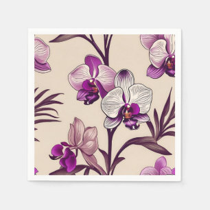 Purple Orchid Flowers Napkin