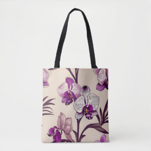 Purple Orchid Flowers Tote Bag