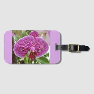 Purple orchid luggage tag