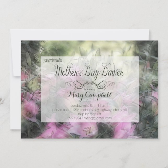 Purple Orchid Mother's Day Dinner Invitation (Front)