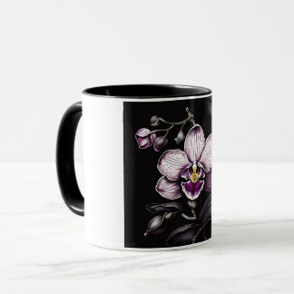 "Purple Orchid Mug - Floral Elegance Cup"