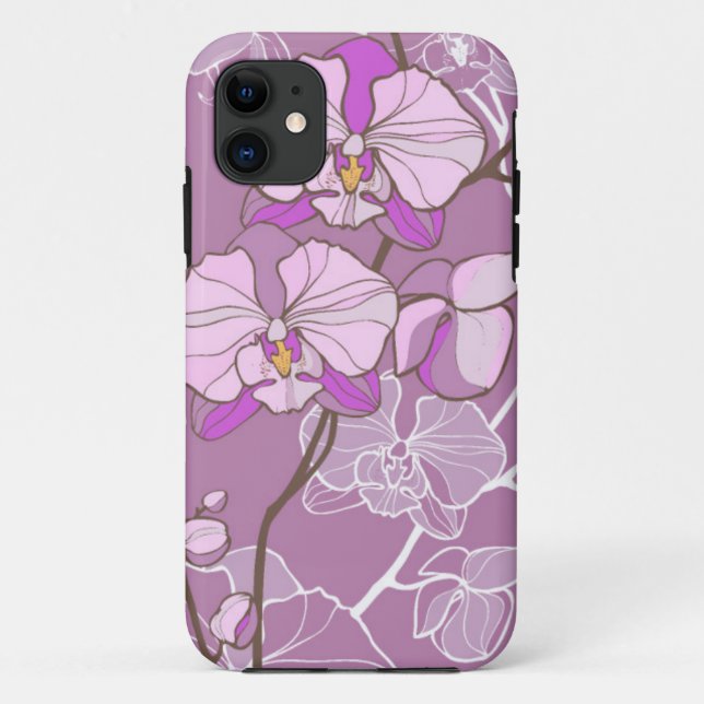 Purple Orchid Pattern Case-Mate iPhone Case (Back)