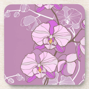 Purple Orchid Pattern Coaster