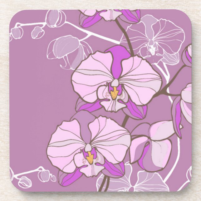 Purple Orchid Pattern Coaster (Front)