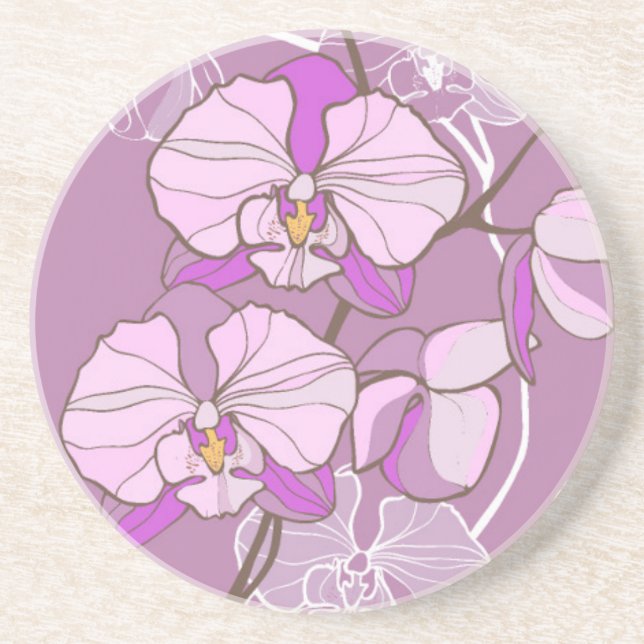 Purple Orchid Pattern Coaster (Front)