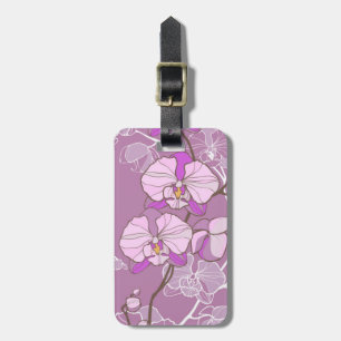 Purple Orchid Pattern Luggage Tag