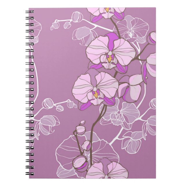 Purple Orchid Pattern Spiral Notebook (Front)