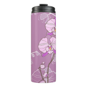 Purple Orchid Pattern Thermal Tumbler