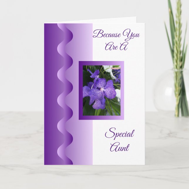 Purple Orchid Personalised Aunt Birthday Card (Front)