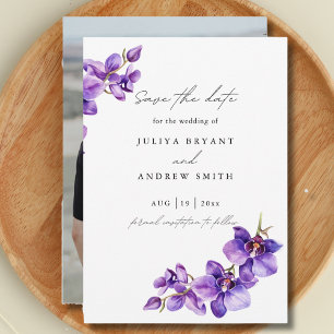 Purple Orchid simple photo Save The Date
