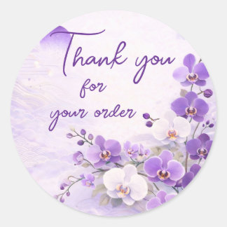 Purple orchid Thank You For your order Classic Round Sticker
