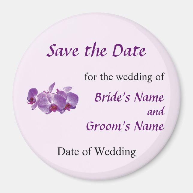 Purple Orchid Trio Save the Date Magnet (Front)