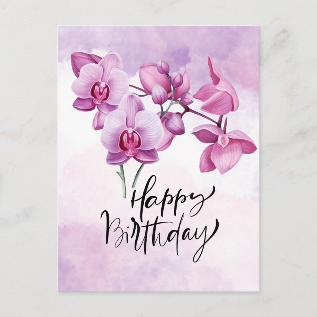  Purple orchid watercolor Birthday  Postcard (Front)