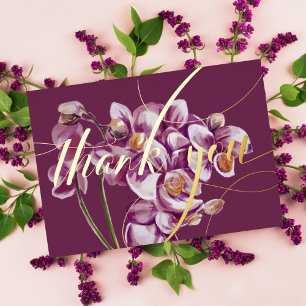  Purple Orchid Watercolor Elegant Floral Thank You