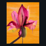 Purple Orchid watercolour flower pop art orange Poster<br><div class="desc">From original watercolour painting by Sacha Grossel of a purple watercolour flower design on a bright orange pop art vividly colored painted art background. This vibrant design was inspired by tropical floral climates and is a botanical meets pop art style.</div>