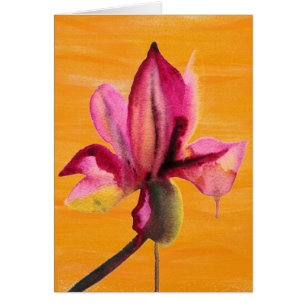 Purple Orchid watercolour orange pop art flower