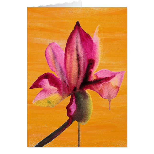 Purple Orchid watercolour orange pop art flower (Front)