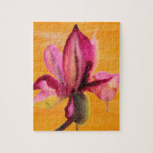 Purple Orchid watercolour orange pop art flower