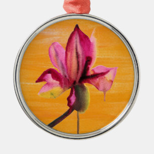 Purple Orchid watercolour orange pop art flower Metal Tree Decoration