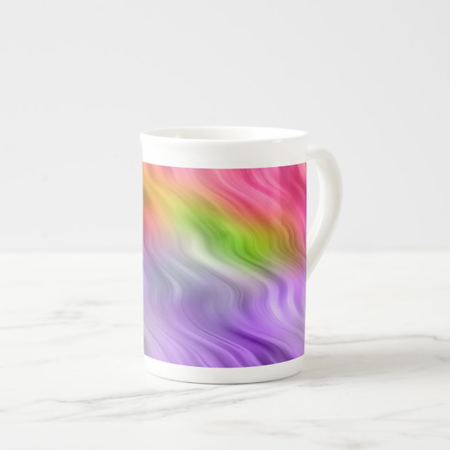 Purple Orchid Wavy Texture Bone China Mug (Front Right)