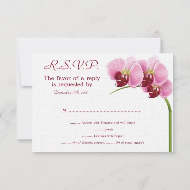 Purple Orchid Wedding RSVP Card (Front)