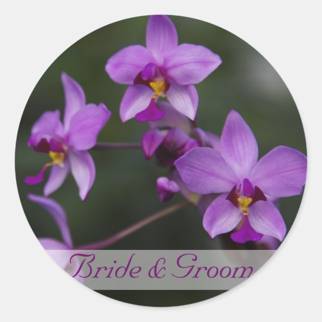 Purple Orchid Wedding Stickers (Front)