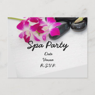 Purple Orchid with hot stone Spa Party invitation Postcard
