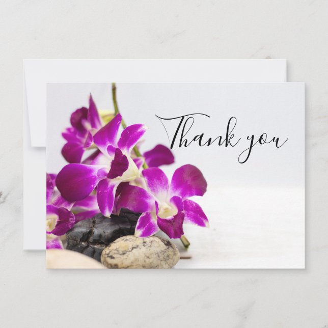 Purple orchid with stone on white background  than thank you card (Front)