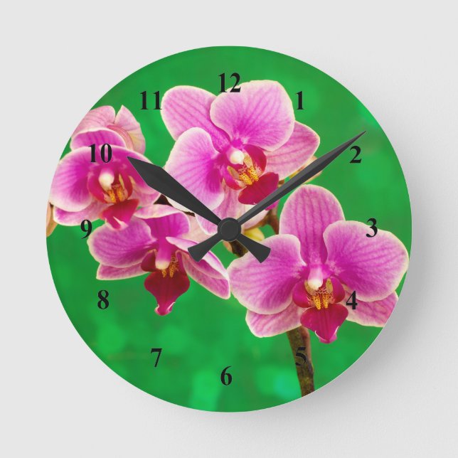 Purple Orchids Acrylic wall clock (Front)