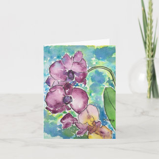Purple Orchids Art Greeting Card