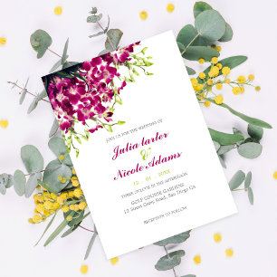 Purple Orchids Floral Botanical Photo Wedding Invitation