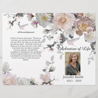 Purple Orchids Hummingbird Funeral Program Flyer