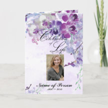 Purple Orchids & Hummingbird Funeral Program