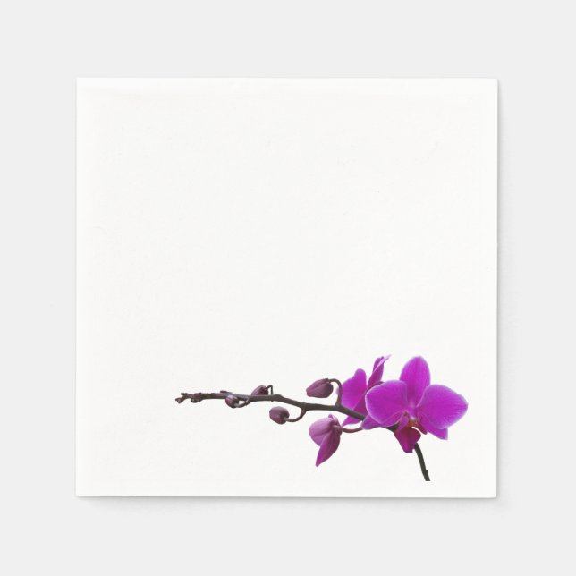 Purple orchids on a white napkin (Front)