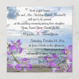 Purple Orchids Pretty Beach Invitation