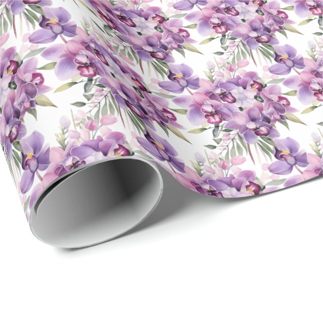 Purple Orchids  Wrapping Paper (Roll Corner)