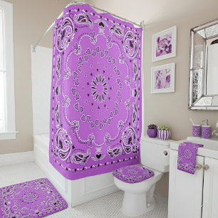 Purple oriental design shower curtain