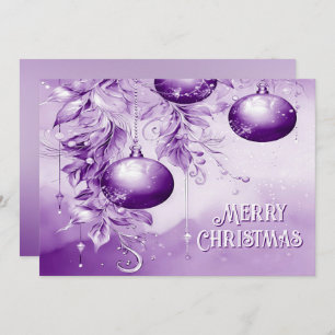 Purple Ornaments Christmas Holiday Card