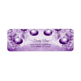 Purple Ornaments Christmas Holiday Return Address