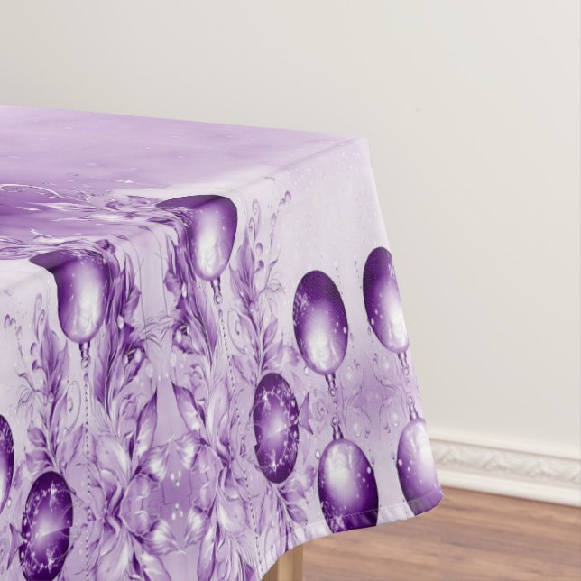 Purple Ornaments Christmas Holiday Tablecloth (In Situ)