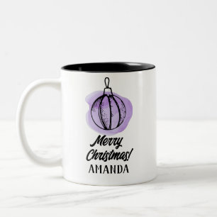 Purple ornaments christmas Two-Tone coffee mug