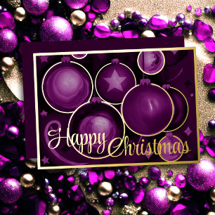 Purple Ornaments Happy Christmas