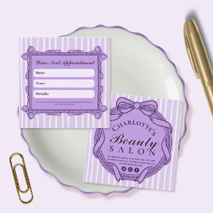Purple Ornate Bow Frame Appointment Reminder Card